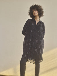 Leela Sequin Shirt Dress - Zwart