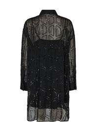 Leela Sequin Shirt Dress - Zwart