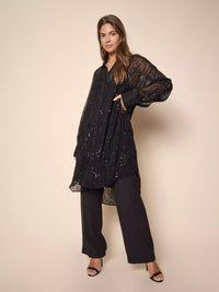 Leela Sequin Shirt Dress - Zwart