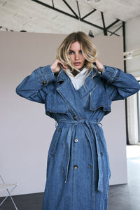 DelinaCC Denim Trench Coat - Blauw