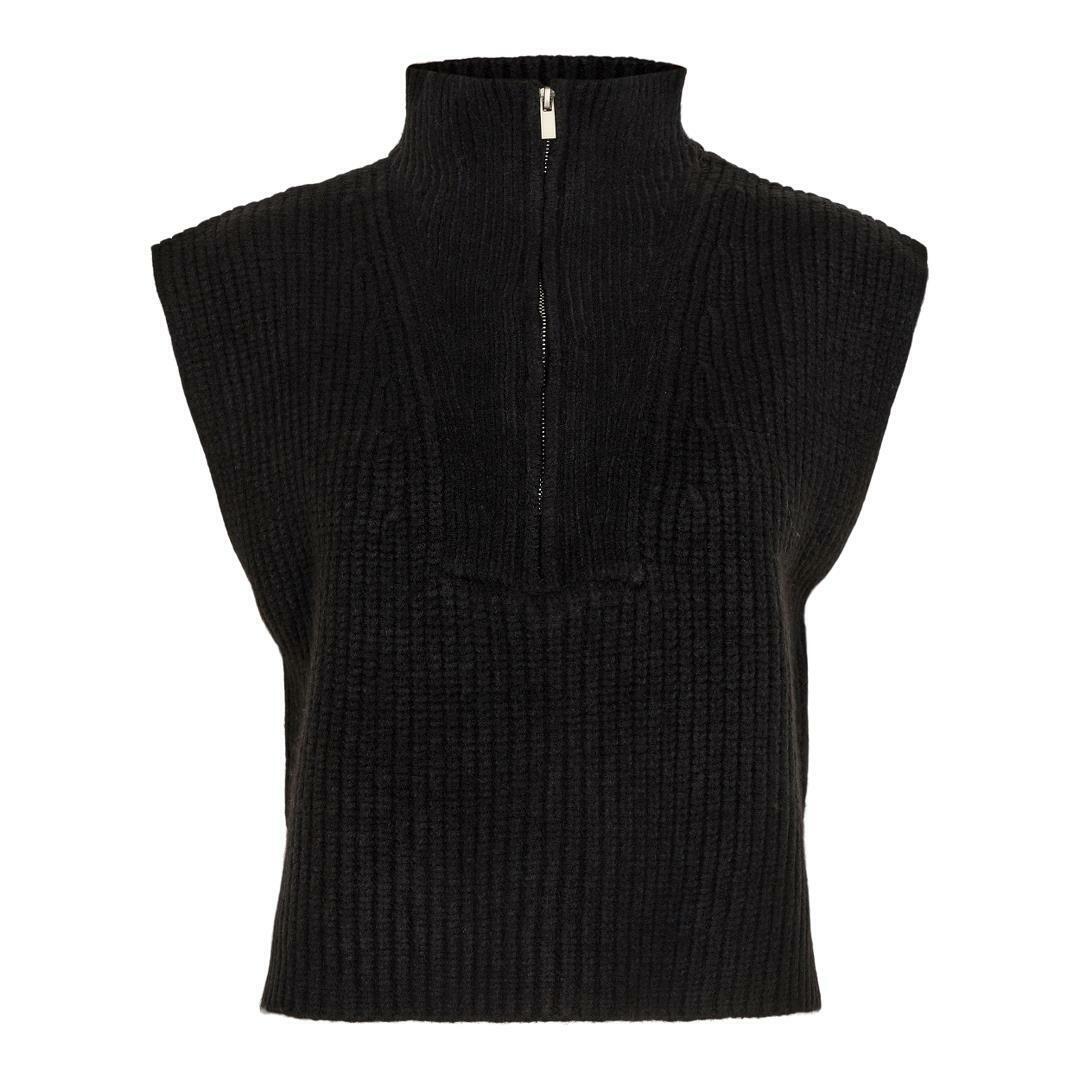 Row Zip Vest Knit - Zwart