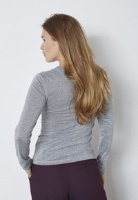 MannyCC Lurex Emb L/S Tee - Zilver