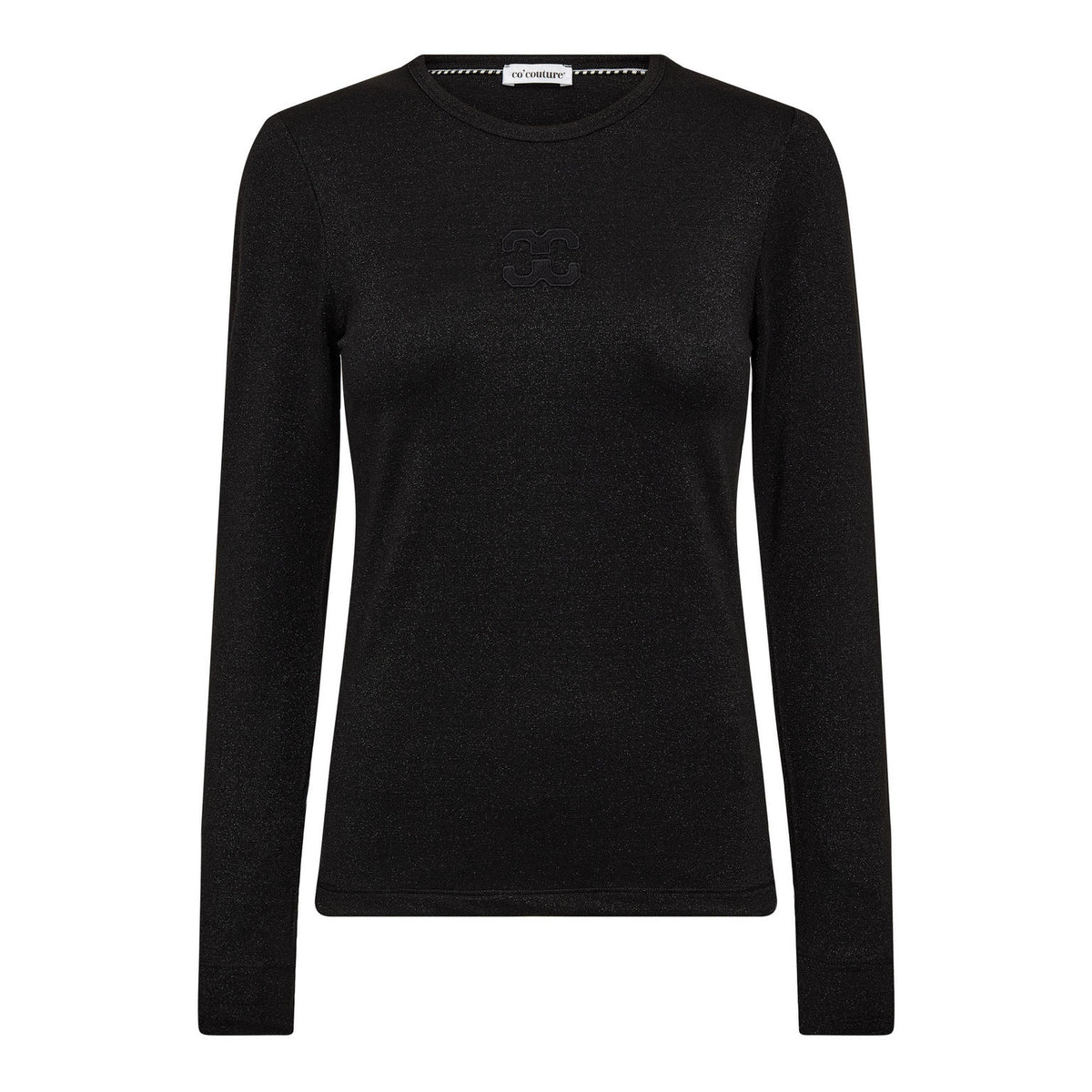 MannyCC Lurex Emb L/S Tee - Zwart