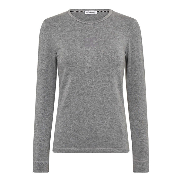 MannyCC Lurex Emb L/S Tee - Zilver