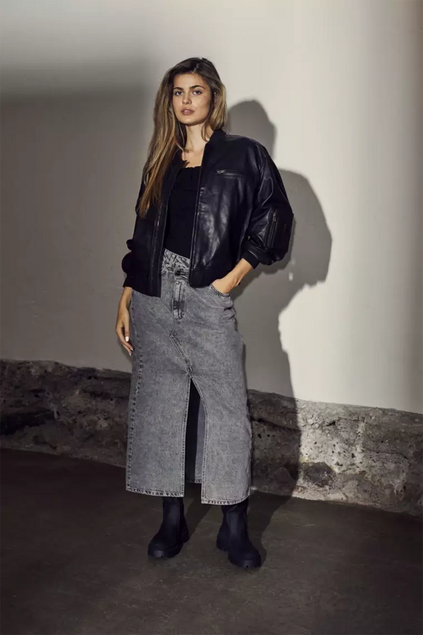 VikaCC Asym Slit Skirt - Grijs