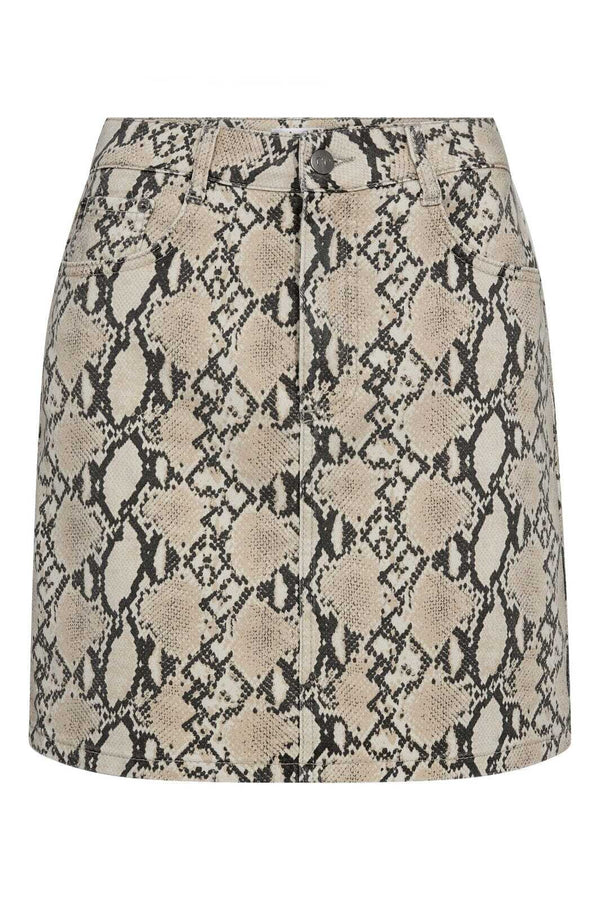 SnakeCC Denim Skirt - Beige