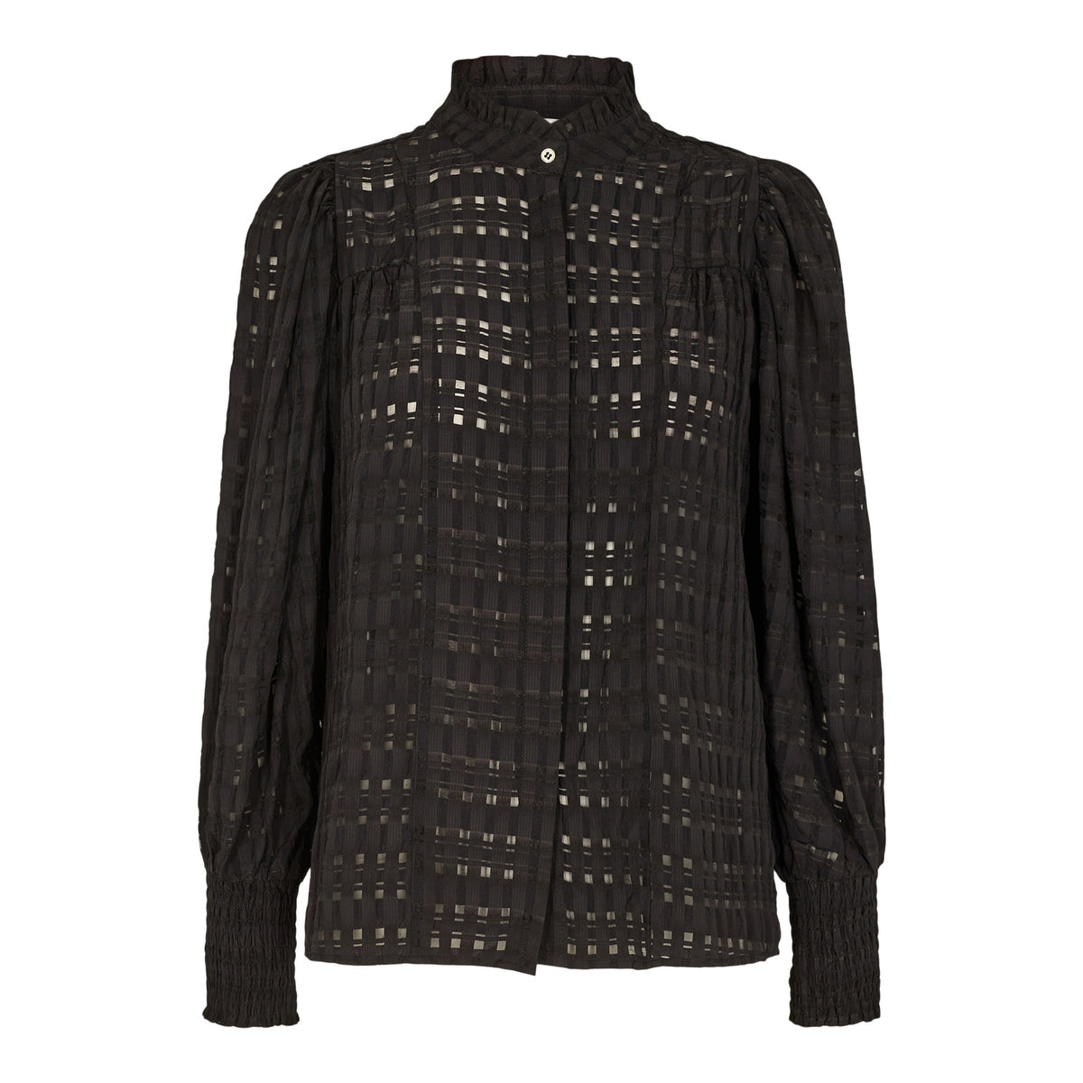 Petra Crepe Check Shirt - Zwart