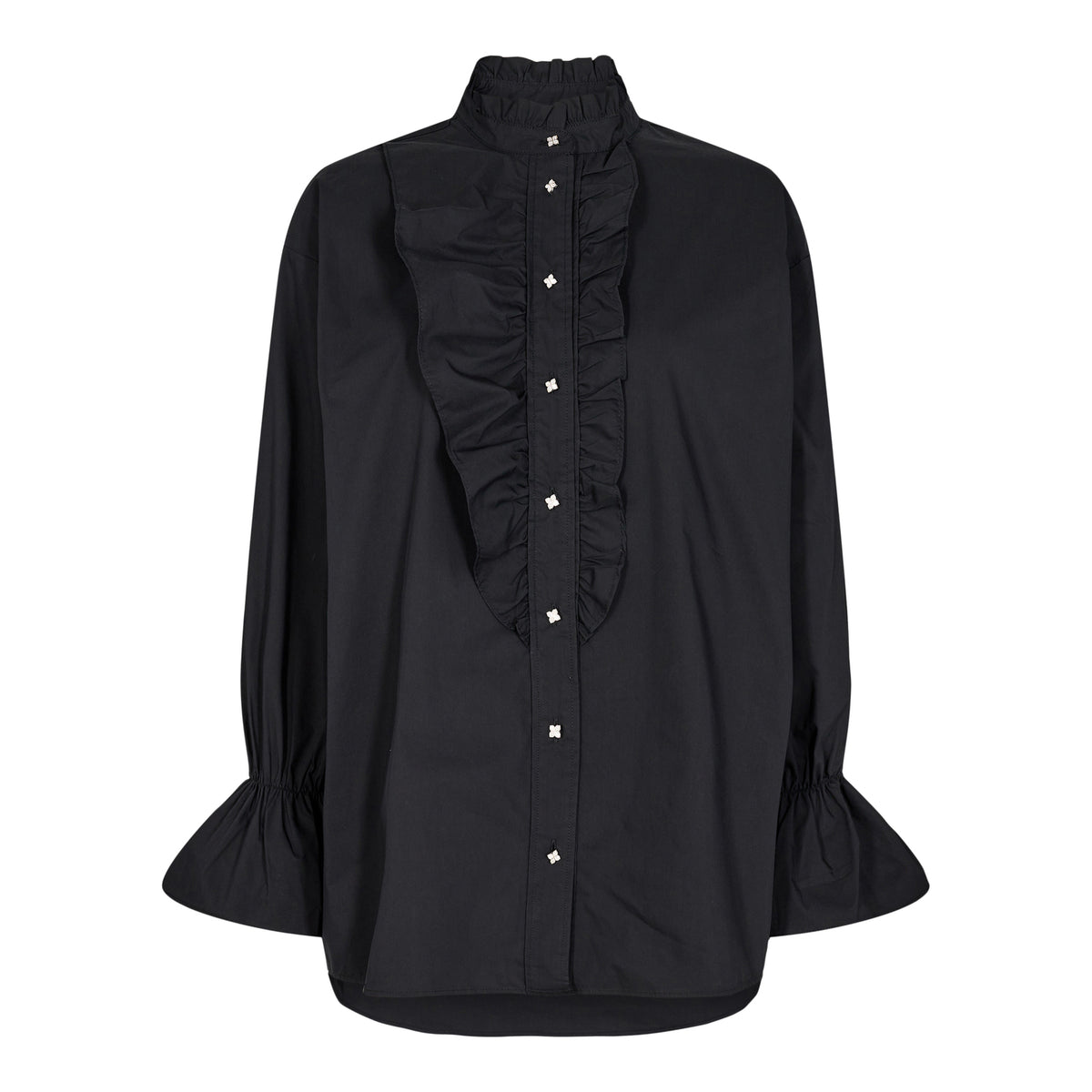 Ellice Frill Shirt - Zwart