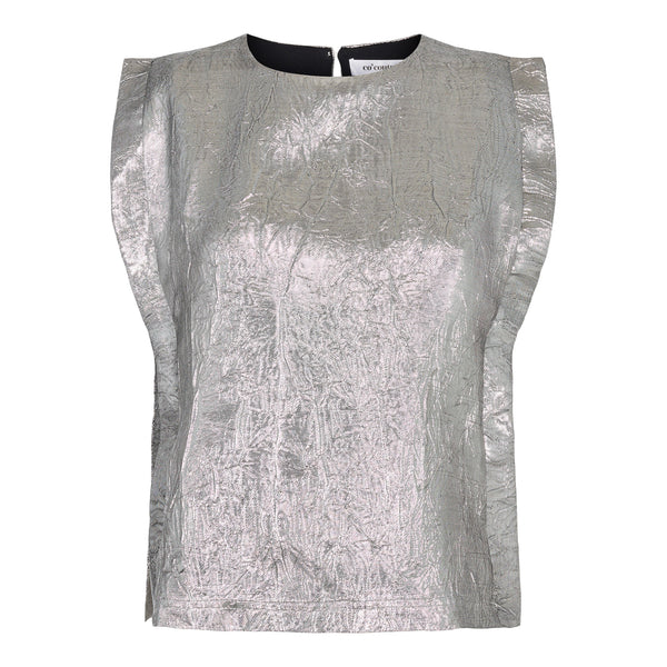Vina Metallic Top - Zilver