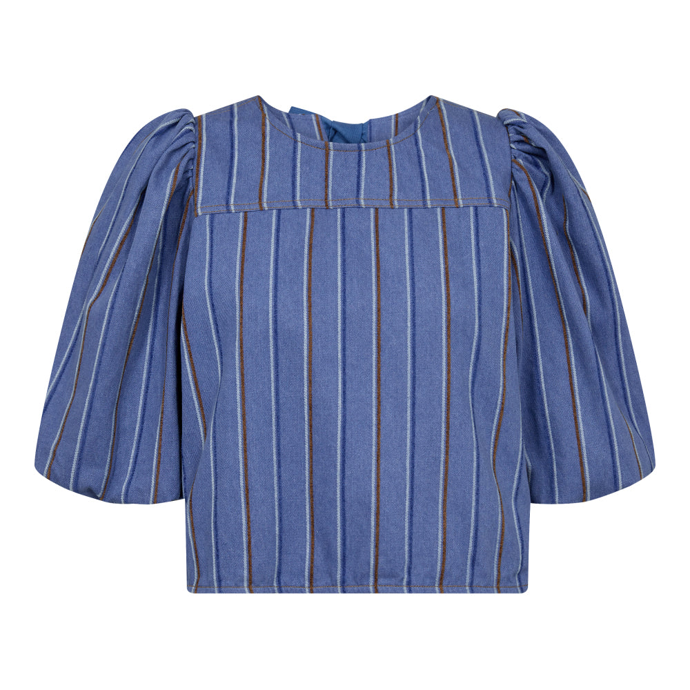 BrookeCC Stripe Bow Blouse - Blauw