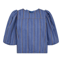 BrookeCC Stripe Bow Blouse - Blauw