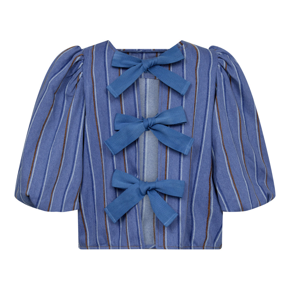 BrookeCC Stripe Bow Blouse - Blauw