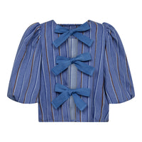 BrookeCC Stripe Bow Blouse - Blauw