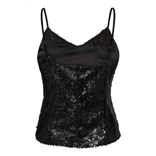 StormiCC Sequin Cami Top - Zwart