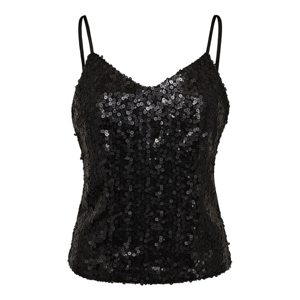 StormiCC Sequin Cami Top - Zwart