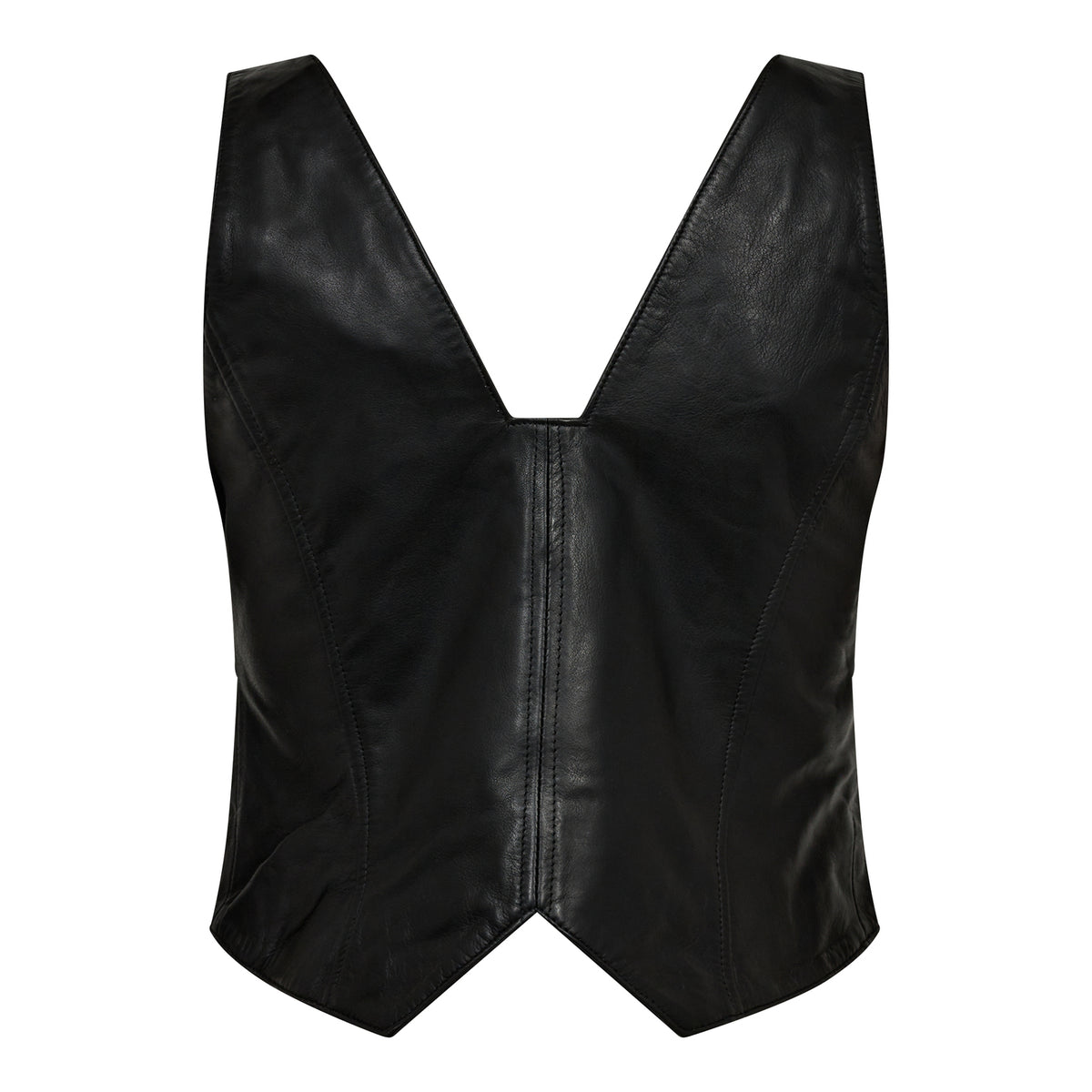 PhoebeCC Leather Zip Vest - Zwart