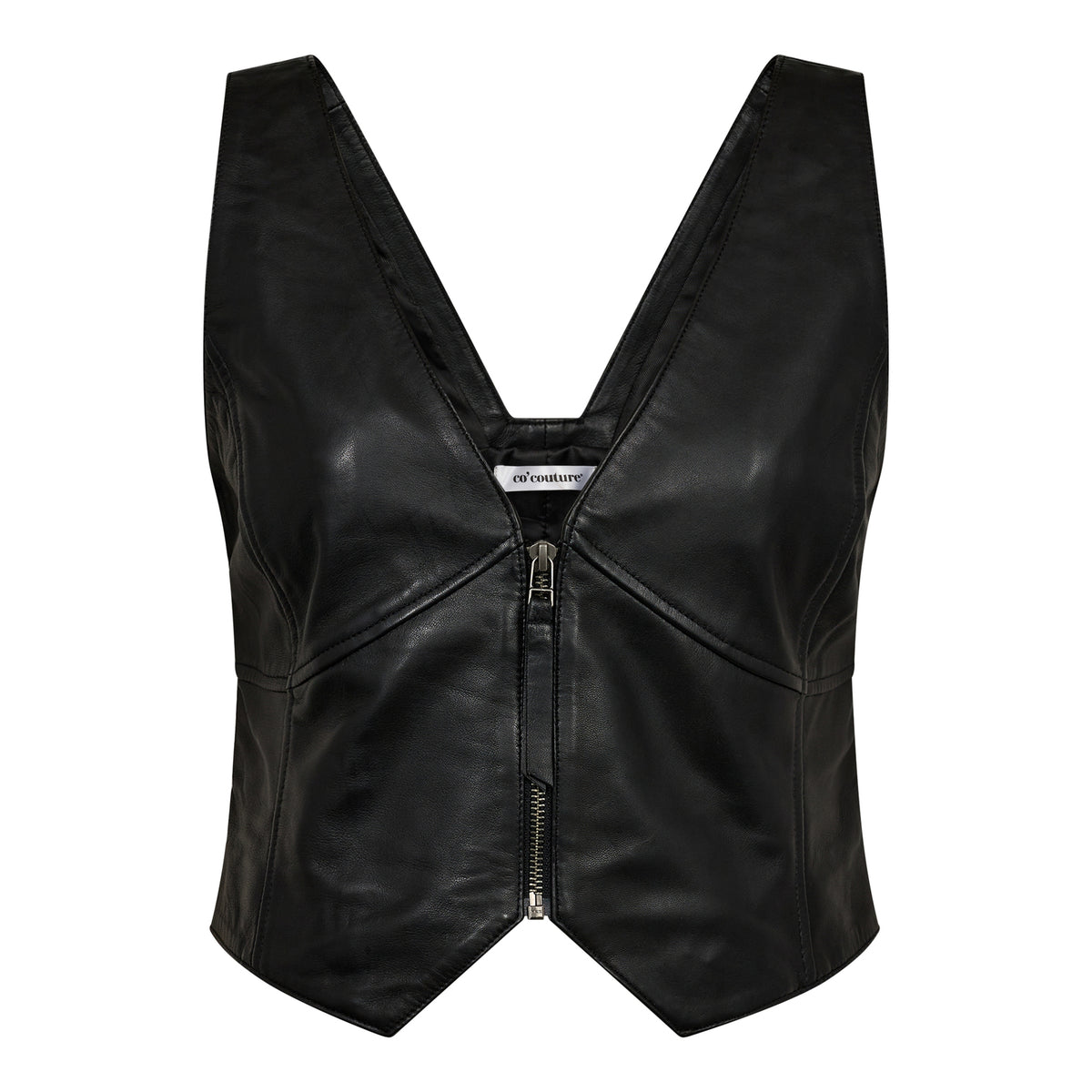 PhoebeCC Leather Zip Vest - Zwart