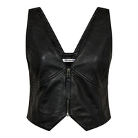 PhoebeCC Leather Zip Vest - Zwart