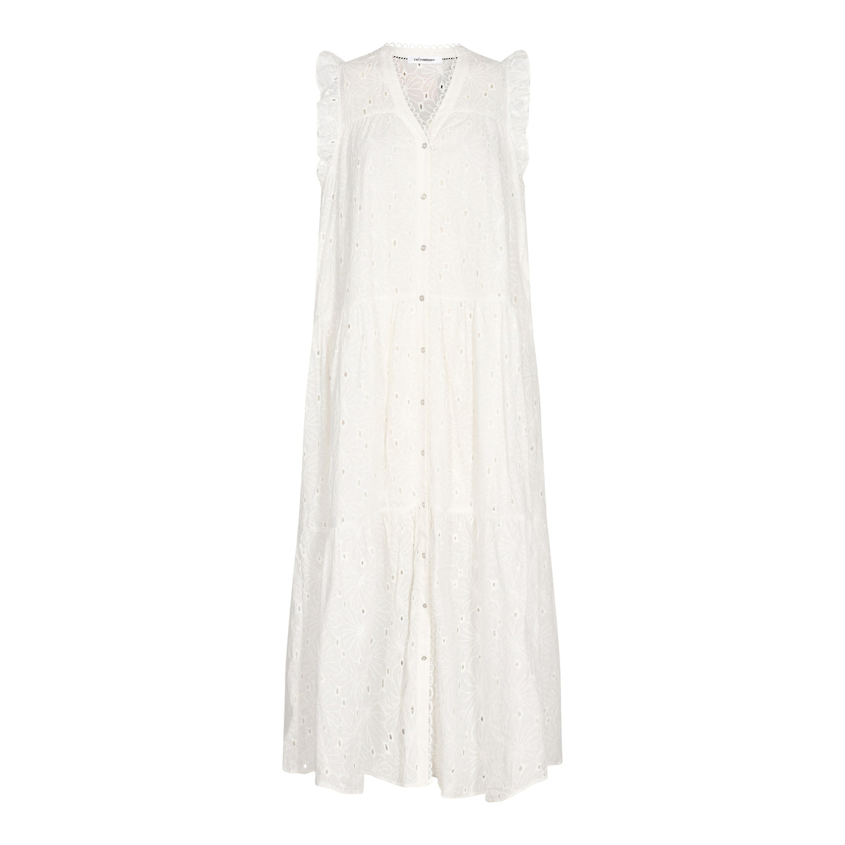 Pola Anglaise SS Floor Dress - Wit