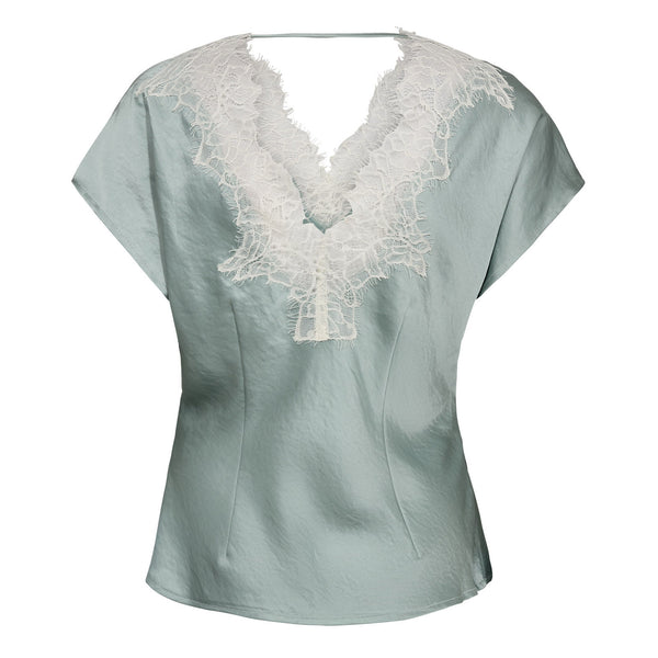 IdunCC Lace SS Blouse - Groen