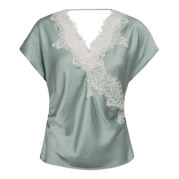 IdunCC Lace SS Blouse - Groen