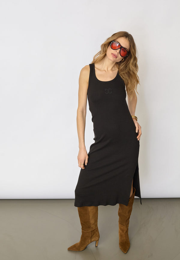 GrannyCC Rib Emb Tank Dress - Zwart