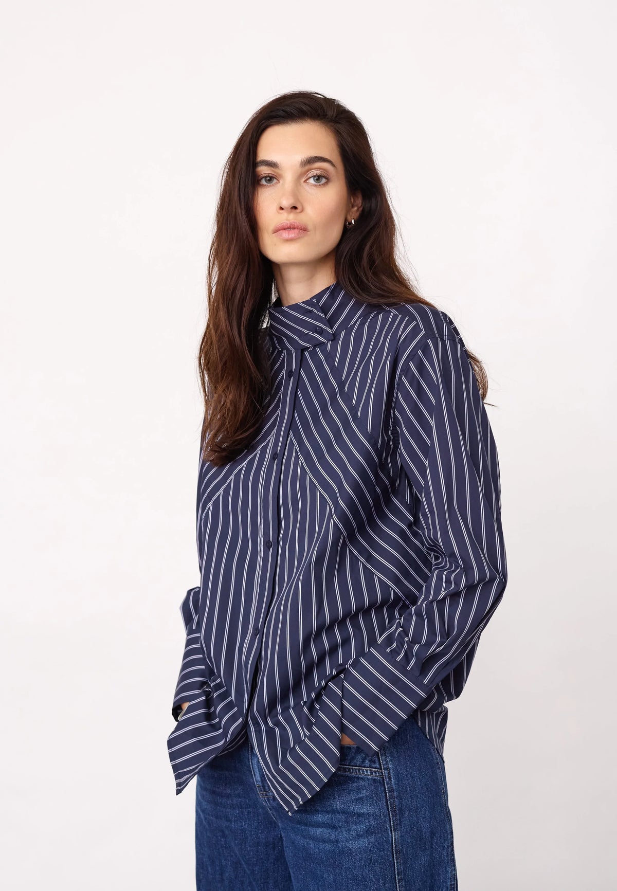 SomoCC Stripe Funnel Neck Shirt