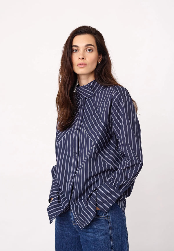 SomoCC Stripe Funnel Neck Shirt