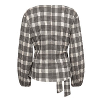 ChandlerCC Check Tie Blouse