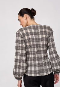 ChandlerCC Check Tie Blouse