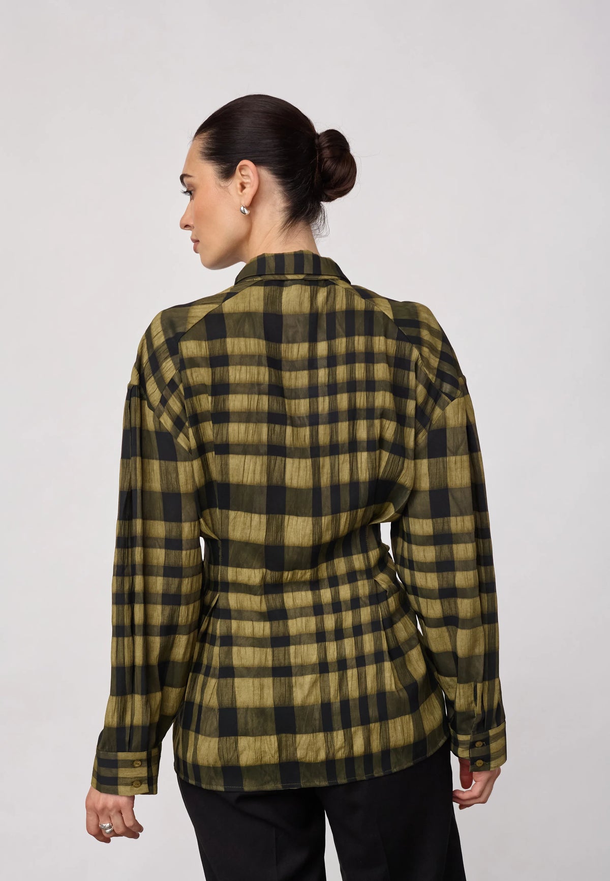 KyelCC Check Tie Pleat Shirt