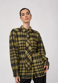 KyelCC Check Tie Pleat Shirt