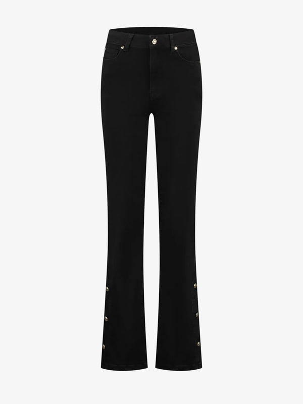 Bella Button Flared Jeans - Zwart