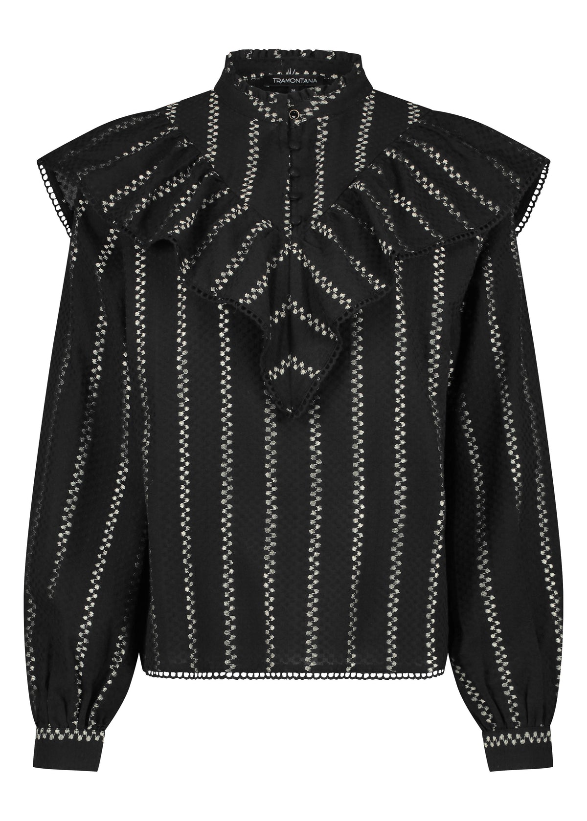 Blouse Dobby Ruffle - Zwart