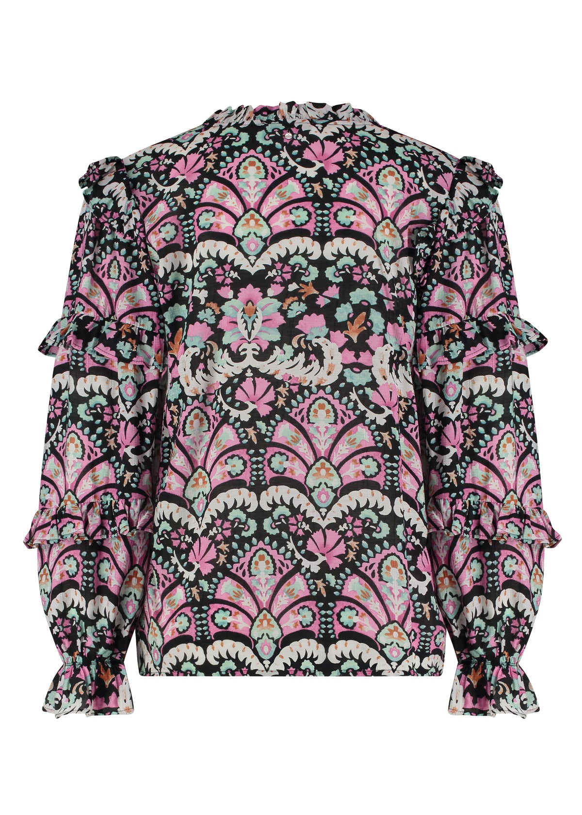 Top Ruffle Folk Tales Black - Zwart