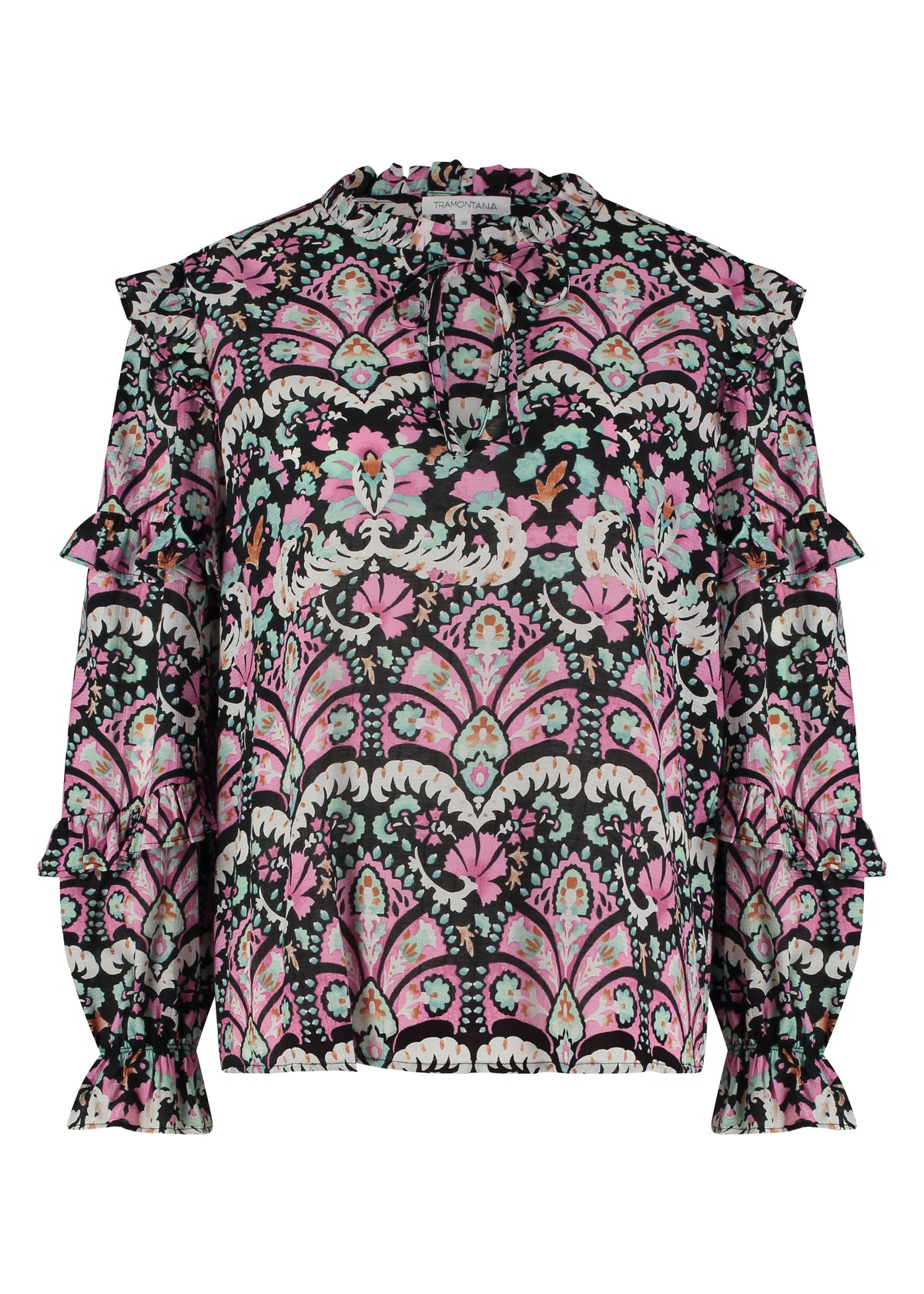 Top Ruffle Folk Tales Black - Zwart