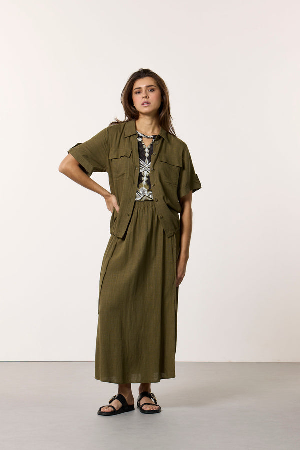 Skirt Midi Slit - Groen