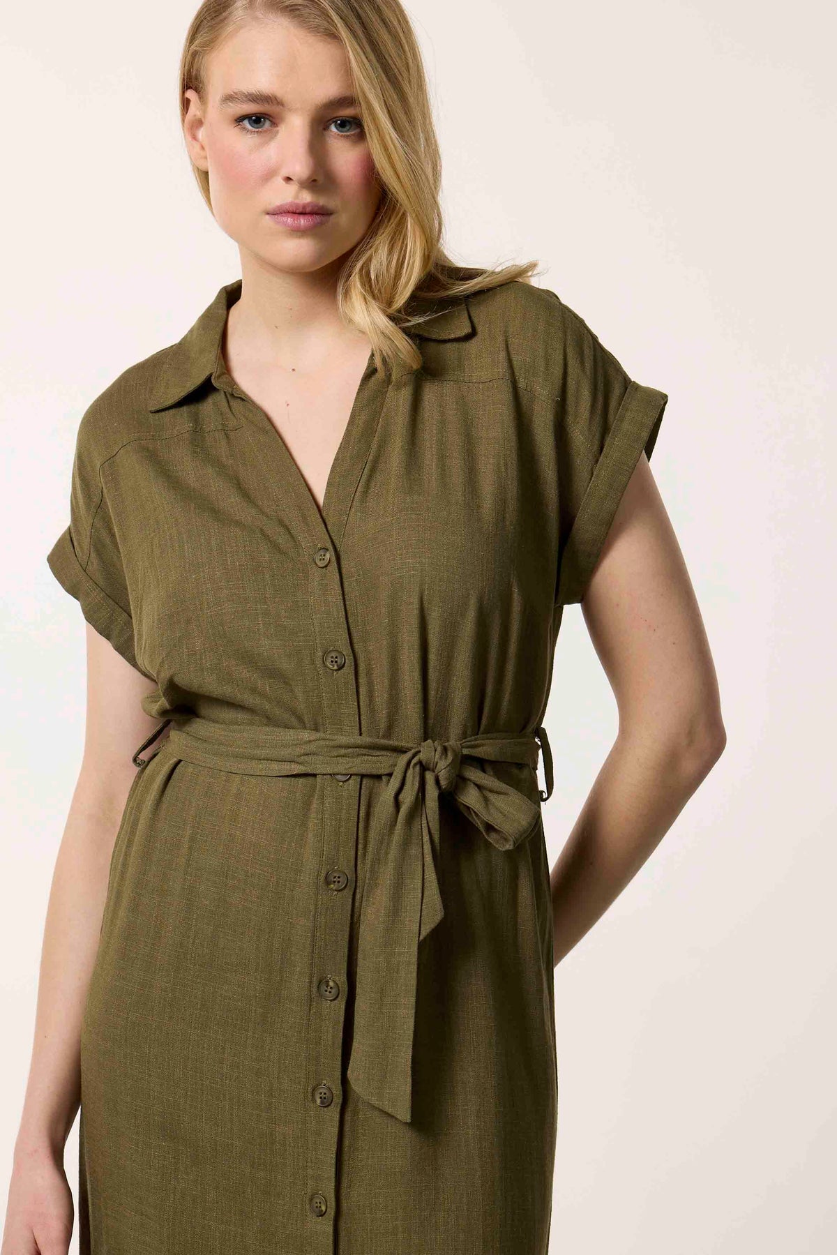 Dress Shirt Belted - Groen