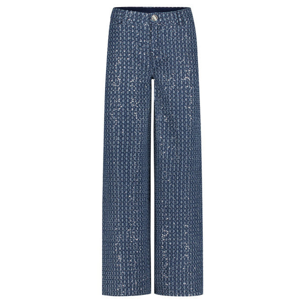 5-Pocket Sequin Denim Trousers - Blauw