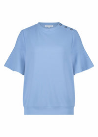 Top Fancy Sweat Button Detail - Blauw