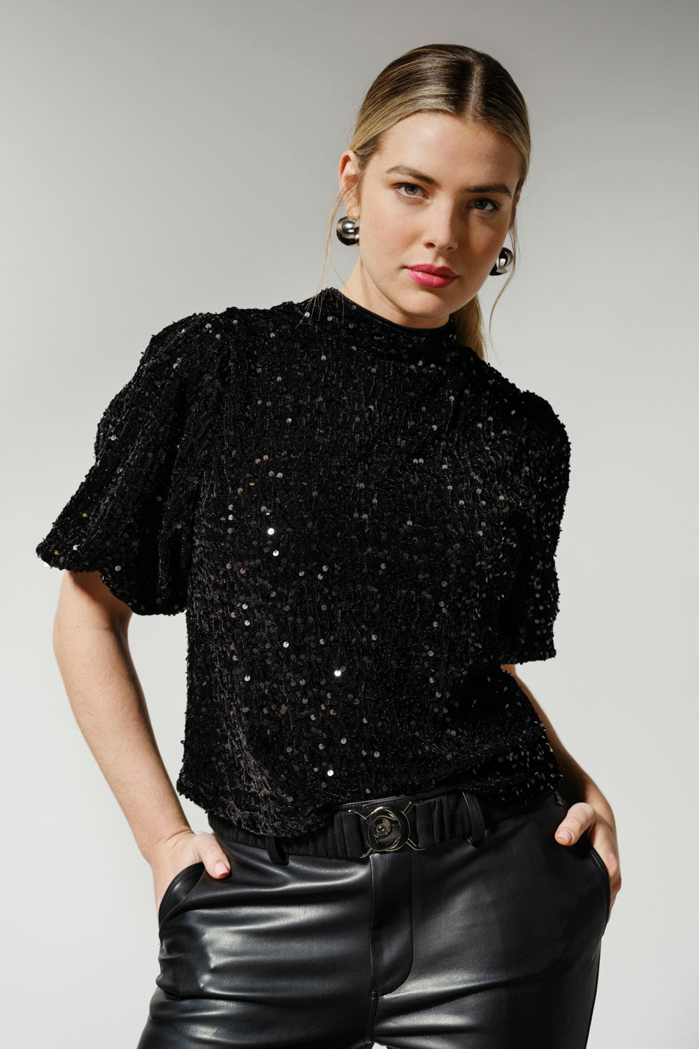 Top Sequins - Zwart
