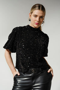 Top Sequins - Zwart