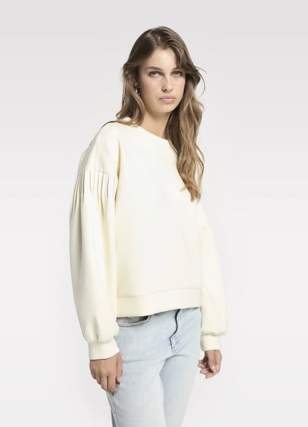 Oversized Sweater With Shoulder Pintucks - Geel