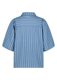 Chambray Striped Blouse - Blauw