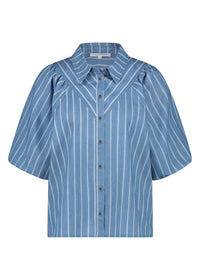 Chambray Striped Blouse - Blauw