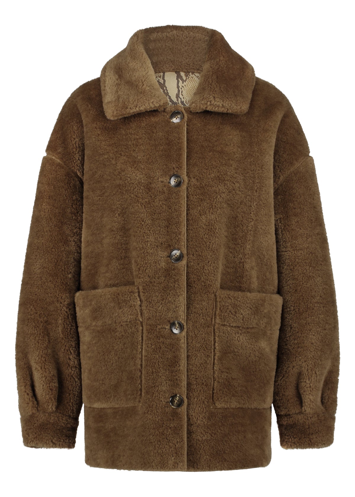 Coat Bonded Suedine Snake - Bruin