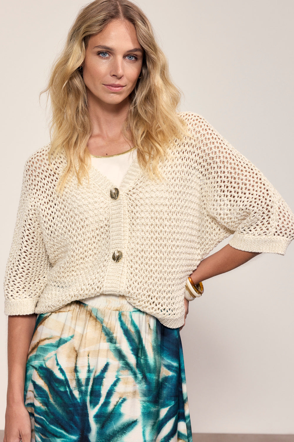 Crochet V-Neck Cardigan