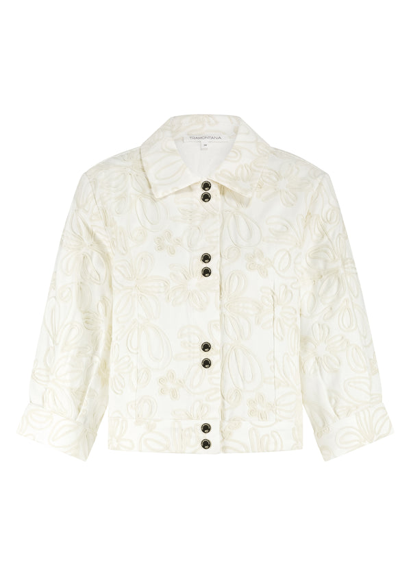Embroidered Denim Jacket - Wit