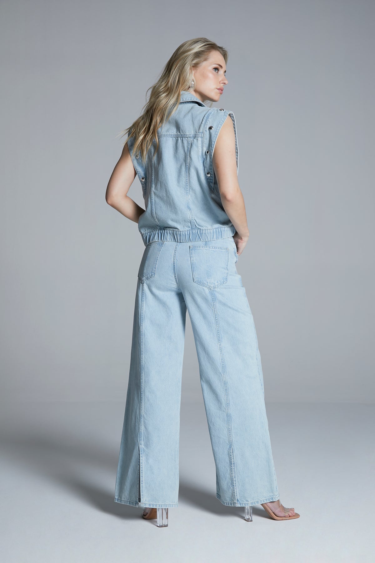 Straight Jeans With Back Slits - Blauw