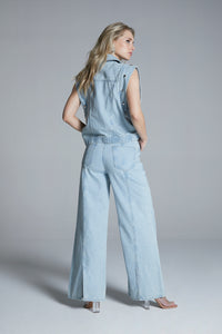 Straight Jeans With Back Slits - Blauw